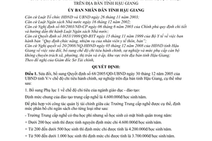 Quyết định 04/2009/QĐ-UBND sửa đổi Quyết định 68/2005/QĐ-UBND