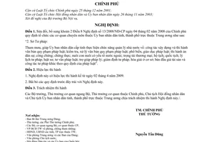 Nghị định 16/2009/NĐ-CP tổ chức cơ quan chuyên môn thuộc Ủy ban nhân dân tỉnh, thành phố thuộc Trung ương sửa đổi Nghị định 13/2008/NĐ-CP