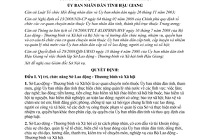 Quyết định 05/2009/QĐ-UBND chức năng nhiệm vụ quyền hạn cơ cấu Sở Lao động