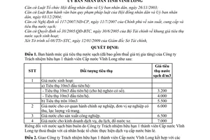 Quyết định 03/2009/QĐ-UBND giá tiêu thụ nước sạc