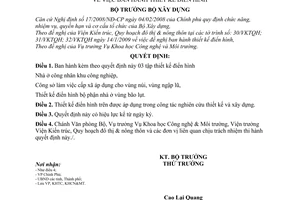 Quyết định  131/QĐ-BXD  thiết kế điển hình