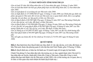 Quyết định  57/2009/QĐ-UBND Quy định sắp xếp lại, xử lý nhà, đất thuộc sở hữu Nhà nước thuộc địa phương quản lý trên địa bàn tỉnh Ninh Thuận