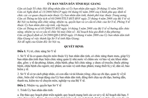 Quyết định 06/2009/QĐ-UBND chức năng, nhiệm vụ, quyền hạn cơ cấu tổ chức bộ máy Sở Y tế