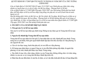 Thông tư 05/2009/TT-BLĐTBXH tổ chức hoạt động cơ sở hỗ trợ nạn nhân hướng dẫn Quyết định 17/2007/QĐ-TTg