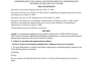 Decree No. 18/2009/ND-CP amending and supplementing a number of Decree No. 97/20