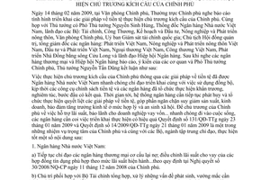 Thông báo 52/TB-VPCP kết luận Thủ tướng Nguyễn Tấn Dũng họp Thường trực Chính phủ triển khai giải pháp tiền tệ chủ trương kích cầu
