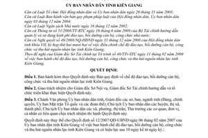 Quyết định 12/2009/QĐ-UBND chế độ đào tạo, bồi dưỡng cán bộ, công chức và thu hút nguồn nhân lực tỉnh Kiên Giang
