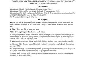 Nghị định 19/2009/NĐ-CP Quy chế tạm giữ người theo thủ tục hành chính sửa đổi Nghị định 162/2004/NĐ-CP