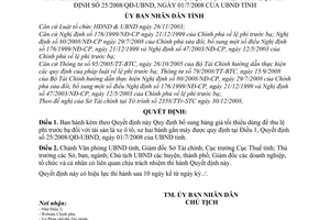 Quyết định 10/2009/QĐ-UBND  quy định bảng giá tối thiểu dùng để thu lệ phí trước bạ đối với tài sản là xe ô tô, xe hai bánh gắn máy QĐ 25/2008/QĐ-UBND
