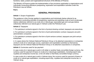Circular No. 32/2009/TT-BTC of February 19, 2009, guiding the implementation of tax provisions applicable to organizations and individuals conducting petroleum prospecting, exploration and exploitation activities under the Petroleum Law