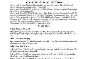 Quyết định 18/2009/QĐ-UBND quy định việc cấp phép xây dựng đối với công trình trạm thu, phát sóng thông tin di động