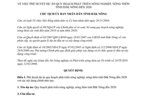 Quyết định 248/QĐ-UBND năm 2009 phê duyệt Quy hoạch phát triển nông nghiệp nông thôn tỉnh Đăk Nông
