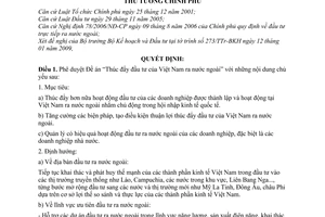 Quyết định  236/QĐ-TTG  phê duyệt Đề án "Thúc đẩy đầu tư của Việt Nam ra nước ngoài"