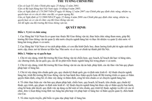 Quyết định 26/2009/QĐ-TTg quy định chức năng, nhiệm vụ, quyền hạn và cơ cấu tổ chức của Cục hàng hải Việt Nam