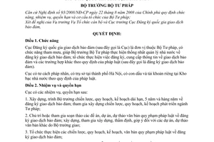 Quyết định 432/QĐ-BTP  quy định chức năng, nhiệm vụ, quyền hạn và cơ cấu tổ chức của Cục Đăng ký quốc gia giao dịch bảo đảm