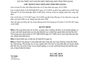 Quyết định 519/QĐ-UBND 2009 bổ sung đơn vị không cắt điện khi thiếu hụt nguồn điện Tiền Giang