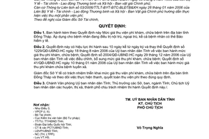 Quyết định 01/2009/QĐ-UBND mức giá thu viện phí khám, chữa bệnh trên địa bàn tỉnh Đồng Tháp
