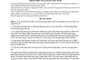 Quyết định  379/QĐ-NHNN  điều chỉnh tỷ lệ dự trữ bắt buộc của các tổ chức tín dụng