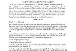 Quyết định 21/2009/QĐ-UBND chức năng nhiệm vụ quyền hạn cơ cấu Sở GTVT Cần Thơ