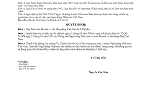 Quyết định 378/QĐ-NHNN  mức lãi suất cơ bản bằng đồng Việt Nam