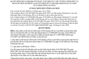 Quyết định 01/2009/QĐ-UBND chính sách bồi thường, hỗ trợ và tái định cư dự án thủy điện Sơn La