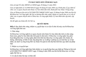 Quyết định 371/QĐ-UBND 2009 quyền hạn cơ cấu tổ chức bộ máy của Sở Khoa học Công nghệ Bắc Kạn