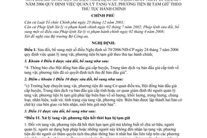 Nghị định 22/2009/NĐ-CP quản lý tang vật, phương tiện bị tạm giữ theo thủ tục hành chính sửa đổi Nghị định 70/2006/NĐ-CP