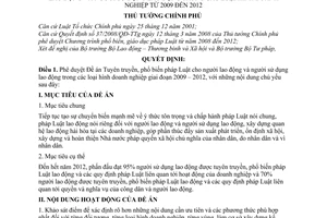 Quyết định 31/2009/QĐ-TTg phê duyệt Đề án Tuyên truyền, phổ biến pháp luật cho người lao động và người sử dụng lao động  các loại hình DN 2009-2012
