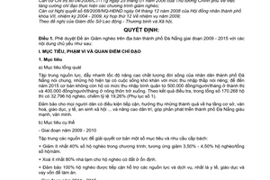 Quyết định 09/2009/QĐ-UBND phê duyệt đề án giảm nghèo trên địa bàn thành phố Đà Nẵng giai đoạn 2009 - 2015