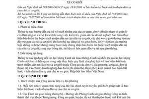Thông tư liên tịch 35/2009/TTLT-BTC-BCA bảo hiểm bắt buộc trách nhiệm dân sự của chủ xe cơ giới