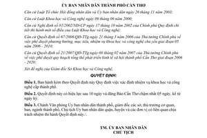 Quyết định 22/2009/QĐ-UBND xác định nhiệm vụ KHCN cấp thành phố Cần Thơ