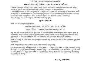 Quyết định  260/QĐ-BTTTT chỉ định phòng đo kiểm