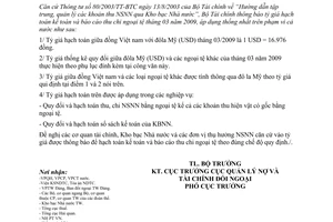 Thông báo 63/TB-BTC tỷ giá hạch toán ngoại tệ tháng 03/2009