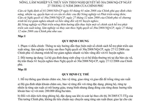 Thông tư 08/2009/TT-BNN hướng dẫn chính sách hỗ trợ phát triển sản xuất nông, lâm nghiệp thủy sản Nghị quyết 30a/2008/NQ-CP
