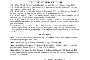Quyết định 02/2009/QĐ-UBND  quy chế phát ngôn và cung cấp thông tin cho báo chí trên địa bàn quận bình thạnh