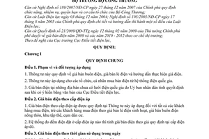 Thông tư 05/2009/TT-BCT giá bán điện năm 2009