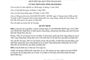 Quyết định 571/QĐ-UBND 2009 thẩm quyền công chứng chứng thực hợp đồng Thanh Hóa