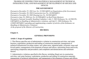 Decree No. 23/2009/ND-CP of February 27, 2009, on sanctioning of administrative violations in construction activities; real estate business; exploitation, production and trading of construction materials; management of technical infrastructure; and management of development of houses and offices