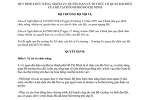 Quyết định 195/QĐ-BNV năm 2009 chức năng cơ quan đại diện của bộ nội vụ