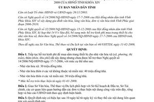 Quyết định 15/2009/QĐ-UBND hỗ trợ mua trang thiết bị Cho nhà văn hóa Vĩnh Phúc