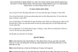 Quyết định 03/2009/QĐ-UBND trình tự thủ tục soạn thảo ban hành kiểm tra rà soát