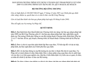 Quyết định 1045/QĐ-BCT năm 2009 Chương trình xây dựng văn bản quy phạm