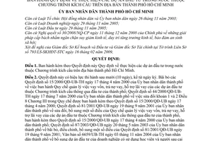 Quyết định  20/2009/QĐ-UBND  quy định  thực hiện các dự án đầu tư trong nước thuộc chương trình kích cầu trên địa bàn HCM