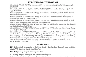 Quyết định 15/2009/QĐ-UBND  quy định thu lệ phí cấp giấy phép lao động cho người nước ngoài làm việc tại Việt Nam trên địa bàn tỉnh Đồng Nai
