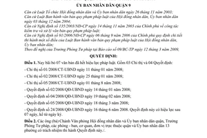 Quyết định 06/2009/QĐ-UBND  bãi bỏ các văn bản quy phạm pháp luật đã hết hiệu lực