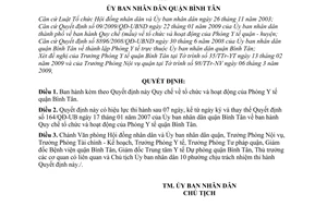 Quyết định 06/2009/QĐ-UBND quy chế tổ chức và hoạt động của Phòng Y tế quận Bình Tân