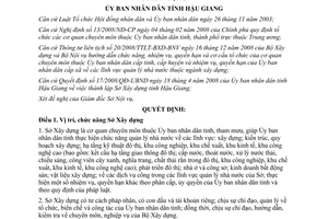 Quyết định 09/2009/QĐ-UBND quy định chức năng nhiệm vụ quyền hạn