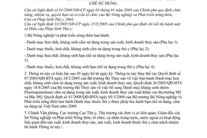 Thông tư 15/2009/TT-BNN danh mục thuốc hoá chất kháng sinh cấm hạn chế sử dụng