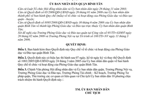 Quyết định  07/2009/QĐ-UBND  quy chế về tổ chức và hoạt động của Phòng Giáo dục và đào tạo quận Bình Tân