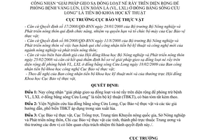 Quyết định 325/2009/QĐ-BVTV công nhận "giải pháp gieo sạ đồng loạt né rầy trên diện rộng để phòng bệnh vàng lùn, lùn xoắn lá ở ĐBSCL" là tiến bộ KH